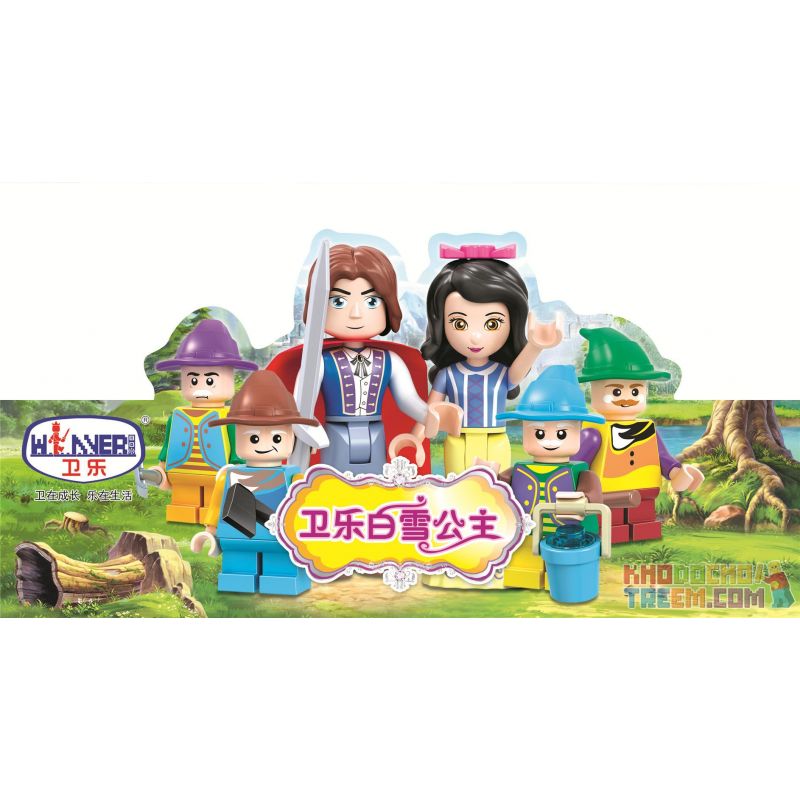 WINNER JEMLOU 5007A 5007B 5007C 5007D 5007E 5007F non  MINIFIGURES 6 MÔ HÌNH bộ đồ chơi xếp lắp ráp ghép mô hình Snow White Princess Nàng Bạch Tuyết 185 khối