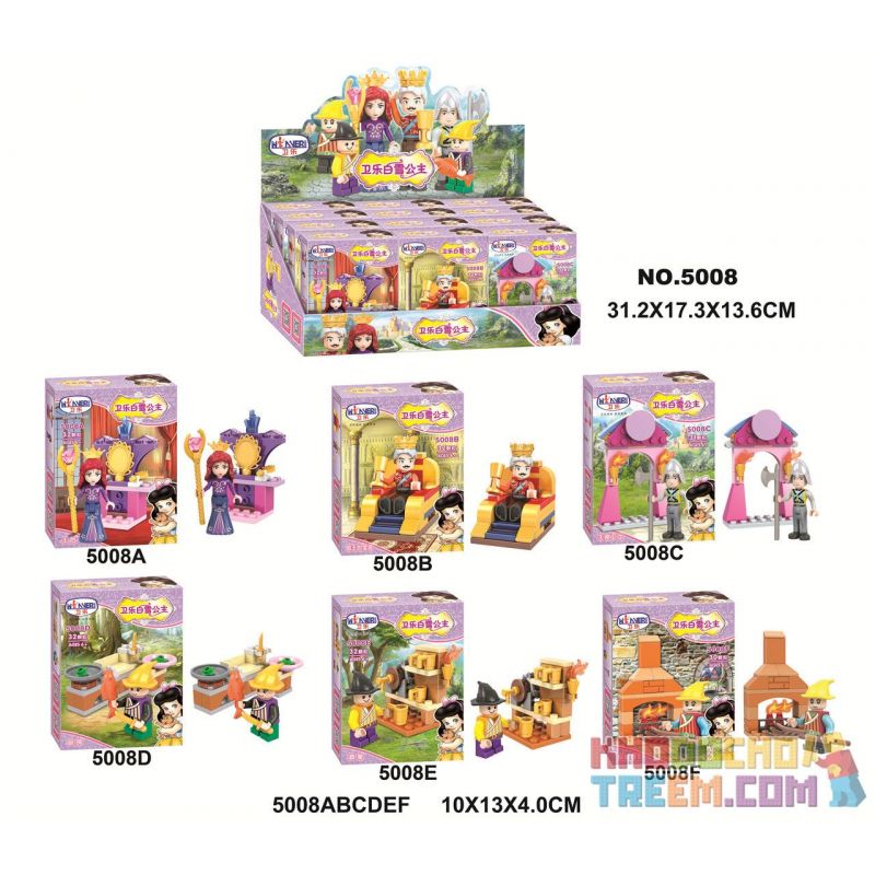 WINNER JEMLOU 5008A 5008B 5008C 5008D 5008E 5008F non  MINIFIGURES 6 MÔ HÌNH bộ đồ chơi xếp lắp ráp ghép mô hình Snow White Princess Nàng Bạch Tuyết 189 khối