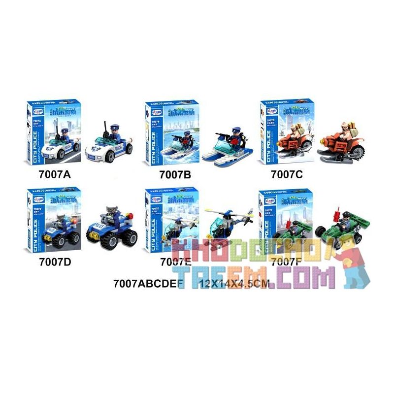 WINNER JEMLOU 7007A 7007B 7007C 7007D 7007E 7007F non  6 XE CẤU HÌNH NHỎ bộ đồ chơi xếp lắp ráp ghép mô hình Police CITY POLICE Cảnh Sát