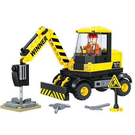 Winner 7073 non  MÁY NGHIỀN ĐƯỜNG bộ đồ chơi xếp lắp ráp ghép mô hình City LITTLE ENGINEERS Thành Phố 154 khối