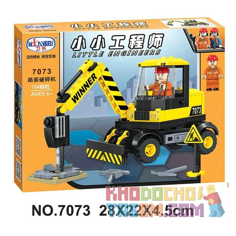Winner 7073 non  MÁY NGHIỀN ĐƯỜNG bộ đồ chơi xếp lắp ráp ghép mô hình City LITTLE ENGINEERS Thành Phố 154 khối