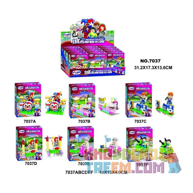 WINNER JEMLOU 7037A 7037B 7037C 7037D 7037E 7037F non  MINIFIGURES 6 MÔ HÌNH bộ đồ chơi xếp lắp ráp ghép mô hình City Modern Paradise Thành Phố Thiên Đường Hiện Đại