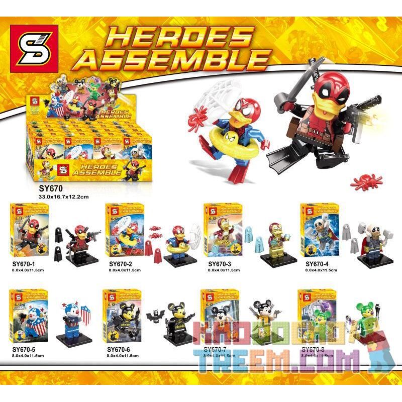 SHENG YUAN SY SY670 non  DEADPOOL VỊT MICKEY MOUSE MINIFIGURE 6 bộ đồ chơi xếp lắp ráp ghép mô hình Marvel Super Heroes HEROES ASSEMBLE Siêu Anh Hùng Marvel