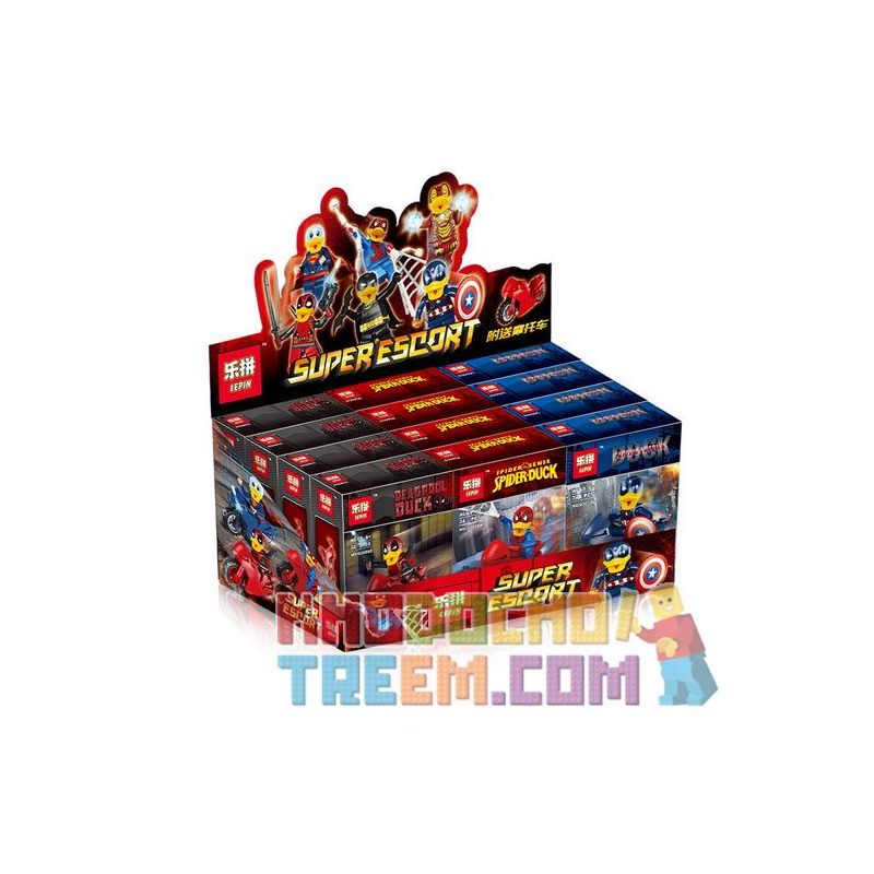 LEPIN 03059 non  DEADPOOL HOWARD VỊT KỲ LẠ QUAY MINIFIGURE 6 bộ đồ chơi xếp lắp ráp ghép mô hình Super Heroes SUPER ESCORT Siêu Nhân Anh Hùng