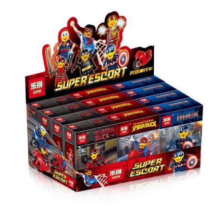 LEPIN 03059 non  DEADPOOL HOWARD VỊT KỲ LẠ QUAY MINIFIGURE 6 bộ đồ chơi xếp lắp ráp ghép mô hình Super Heroes SUPER ESCORT Siêu Nhân Anh Hùng