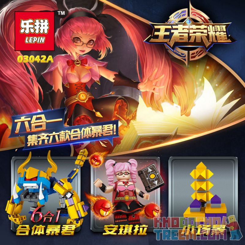 LEPIN 03042A 03042B 03042C 03042D 03042E 03042F non  MINIFIGURE 6 MÔ HÌNH TRONG 1 PHÙ HỢP BẠO CHÚA bộ đồ chơi xếp lắp ráp ghép mô hình King Of Glory Hegemony Game Liên Quân
