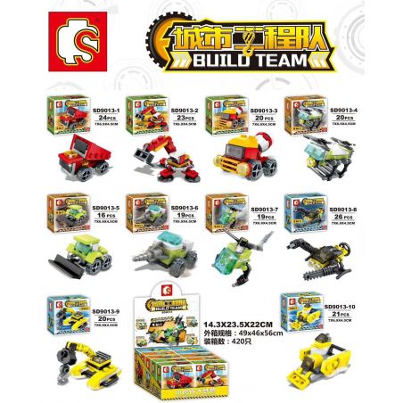 SEMBO SD9013 9013 non  ĐỘI KỸ THUẬT ĐÔ THỊ 10 MÔ HÌNH bộ đồ chơi xếp lắp ráp ghép mô hình Build Team Đội Xây Dựng 208 khối