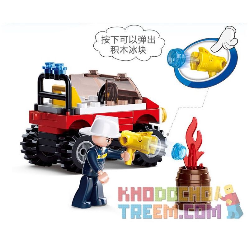 SLUBAN M38-B0621 B0621 0621 M38B0621 38-B0621 non  XE CỨU HỎA MỌI ĐỊA HÌNH bộ đồ chơi xếp lắp ráp ghép mô hình Fire Rescure ALL TERRAIN FIRE TRUCK 58 khối