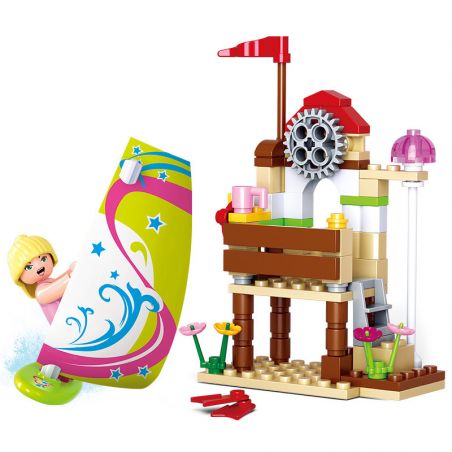 SLUBAN M38-B0601 B0601 0601 M38B0601 38-B0601 non  BẢNG SÓNG GIÓ VUI NHỘN bộ đồ chơi xếp lắp ráp ghép mô hình Girl's Dream WINDSURF ADVENTURES Giấc Mơ Con Gái 84 khối