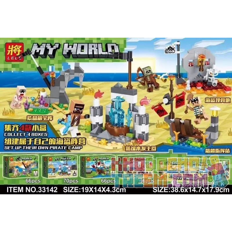 LELE 33142 non  TRẠI HẢI TẶC 4 bộ đồ chơi xếp lắp ráp ghép mô hình Minecraft MY WORLD Game Xây Dựng 268 khối