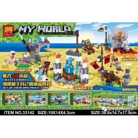 LELE 33142 non  TRẠI HẢI TẶC 4 bộ đồ chơi xếp lắp ráp ghép mô hình Minecraft MY WORLD Game Xây Dựng 268 khối