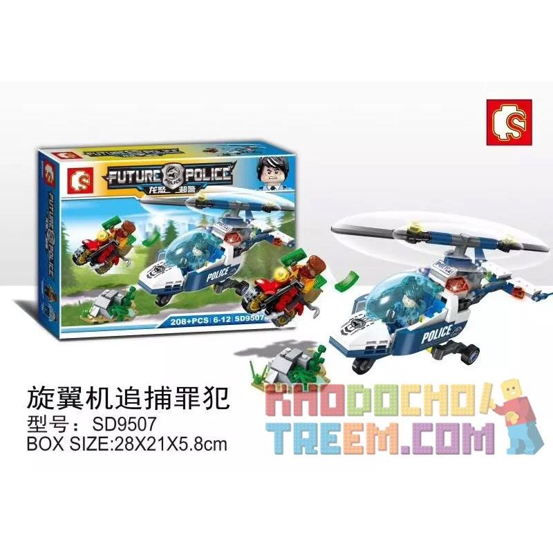 SHENG YUAN SY SD9507 9507 non  GYROPLANE SĂN LÙNG TỘI PHẠM bộ đồ chơi xếp lắp ráp ghép mô hình Future Police Cảnh Sát Tương Lai 208 khối