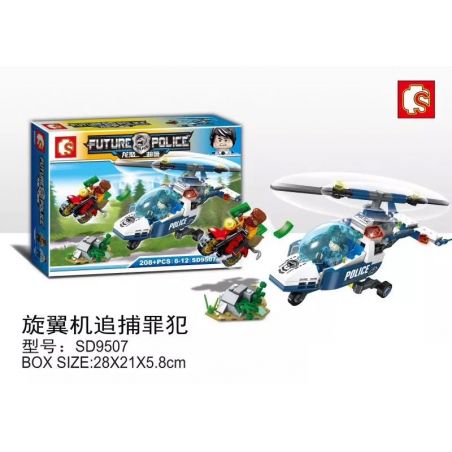 SHENG YUAN SY SD9507 9507 non  GYROPLANE SĂN LÙNG TỘI PHẠM bộ đồ chơi xếp lắp ráp ghép mô hình Future Police Cảnh Sát Tương Lai 208 khối