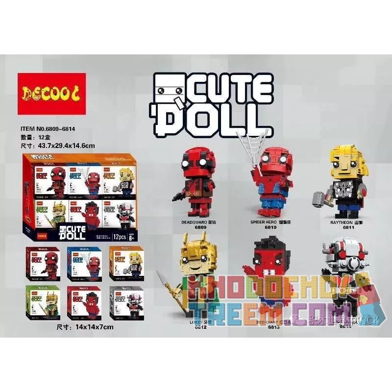 JISI 6809 6810 6811 6812 6813 6814 non  CUTE DOLL 6 MẪU bộ đồ chơi xếp lắp ráp ghép mô hình Super Heroes Siêu Nhân Anh Hùng