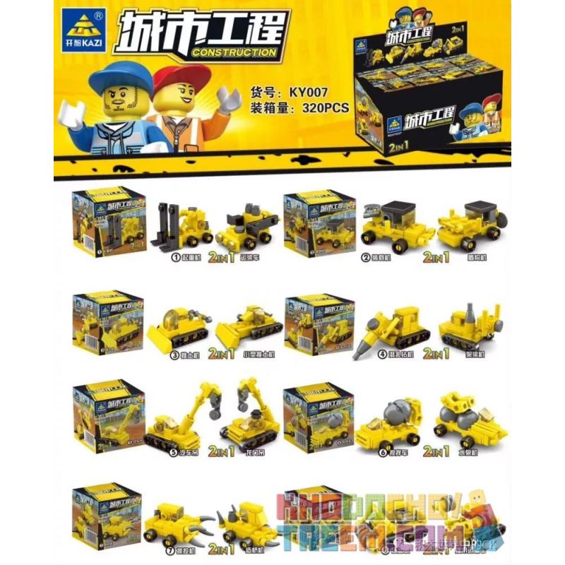 Kazi KY007 non  8 KỸ THUẬT ĐÔ THỊ bộ đồ chơi xếp lắp ráp ghép mô hình Mini Modular CONSTRUCTION Đường Phố Thu Nhỏ