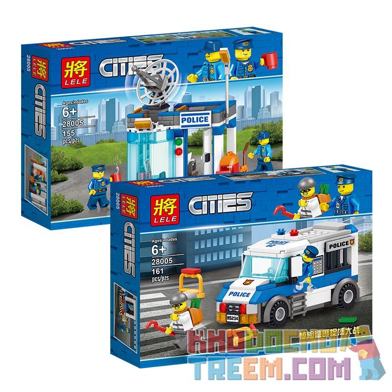 LELE 28005-1 28005-2 28005 non  CẢNH SÁT LY KỲ VÀ TRẬN ĐỊA BẮT CƯỚP HỆ THỐNG CHỐNG TÊN LỬA PHÒNG KHÔNG RADAR 2 LOẠI bộ đồ chơi xếp lắp ráp ghép mô hình City Thành Phố 216 khối