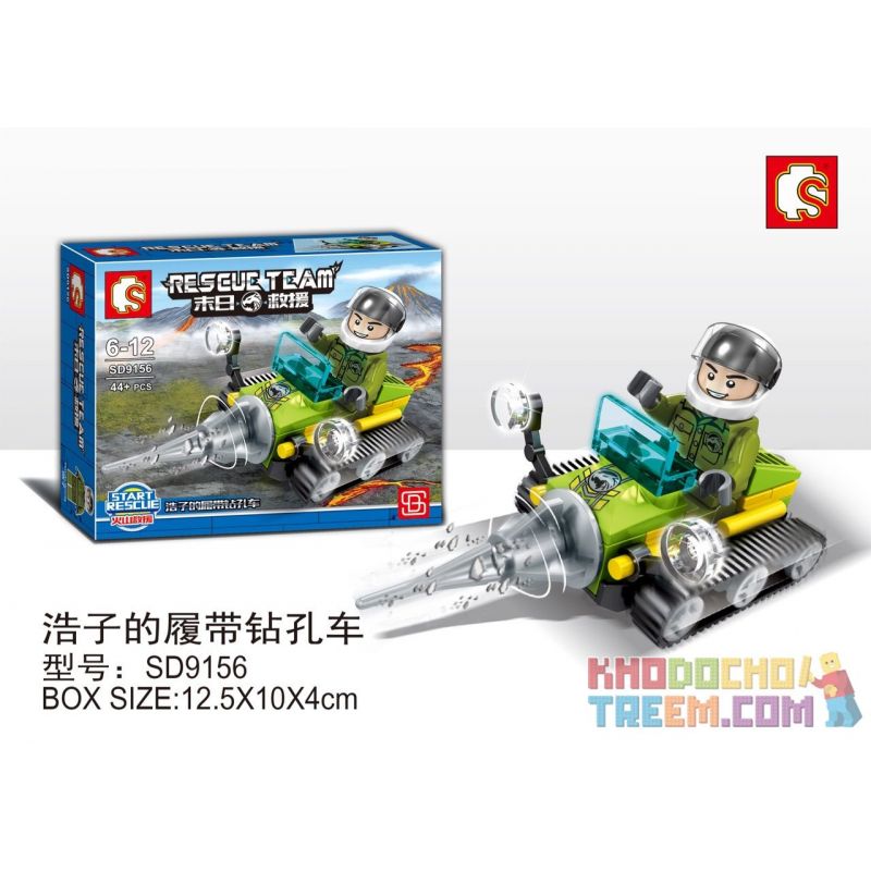 SEMBO SD9156 9156 non  XE KHOAN BÁNH XÍCH CỦA HAOZI bộ đồ chơi xếp lắp ráp ghép mô hình Rescue Team Đội Cứu Hộ 44 khối