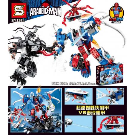SHENG YUAN SY SY1274 1274 non  NGƯỜI NHỆN SIÊU ĐẲNG VS VENOM MECH bộ đồ chơi xếp lắp ráp ghép mô hình Super Heroes HEROES ASSEMBLE Siêu Nhân Anh Hùng 658 khối