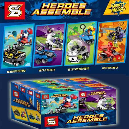 SHENG YUAN SY SY1015D 1015D non  FLASH VÀ CATWOMAN bộ đồ chơi xếp lắp ráp ghép mô hình Super Heroes HEORES ASSEMBLE MIGHTY MICROS Siêu Nhân Anh Hùng 112 khối