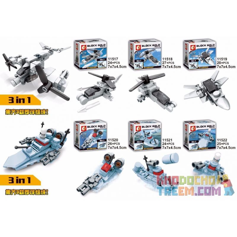 SEMBO 11513 11514 11515 11516 non  4 CỖ XE KẾT HỢP TRONG 1 bộ đồ chơi xếp lắp ráp ghép mô hình Black Gold Cuộc Chiến Vàng Đen 108 khối