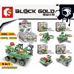SEMBO 11517 11518 11519 non  4 CỖ XE KẾT HỢP TRONG 1 bộ đồ chơi xếp lắp ráp ghép mô hình Black Gold Cuộc Chiến Vàng Đen 79 khối