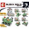 SEMBO 11520 11521 11522 non  4 CỖ XE KẾT HỢP TRONG 1 bộ đồ chơi xếp lắp ráp ghép mô hình Black Gold Cuộc Chiến Vàng Đen 75 khối