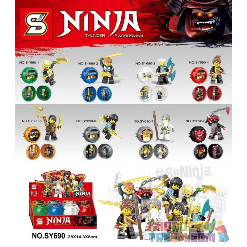 SHENG YUAN SY SY690 non  8 NHÂN VẬT NHỎ bộ đồ chơi xếp lắp ráp ghép mô hình The  Ninjago Movie NINJA THUNDER SWORDSMAN Ninja Lốc Xoáy