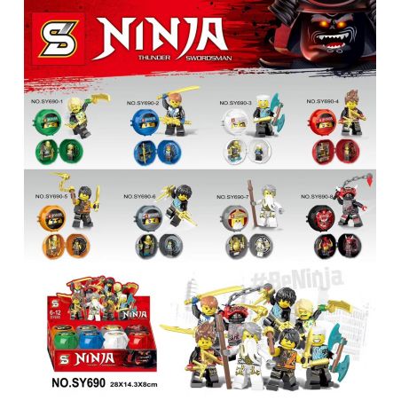 SHENG YUAN SY SY690 non  8 NHÂN VẬT NHỎ bộ đồ chơi xếp lắp ráp ghép mô hình The  Ninjago Movie NINJA THUNDER SWORDSMAN Ninja Lốc Xoáy