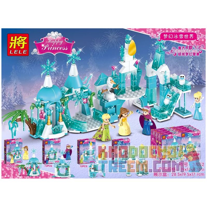 LELE 37052 non  THẾ GIỚI BĂNG TUYẾT MƠ ƯỚC 4 KIỂU bộ đồ chơi xếp lắp ráp ghép mô hình  HAPPY PRINCESS Các Bạn Gái 281 khối