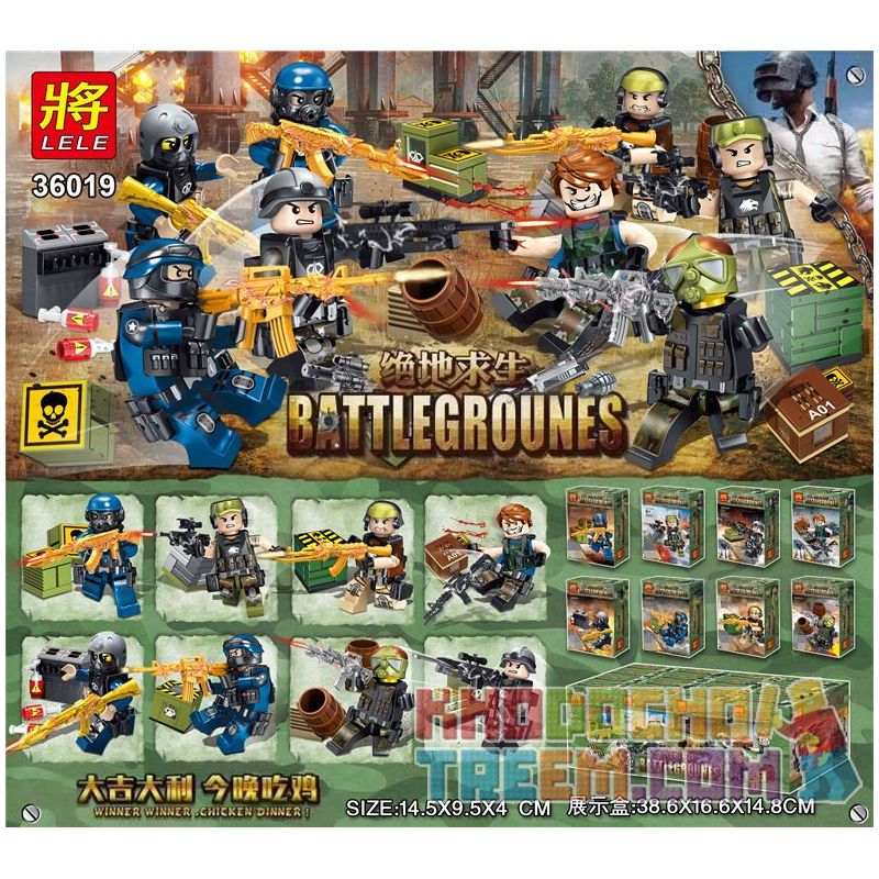LELE 36019 non  8 NHÂN VẬT NHỎ bộ đồ chơi xếp lắp ráp ghép mô hình Pubg Battlegrounds Bắn Súng 145954 khối