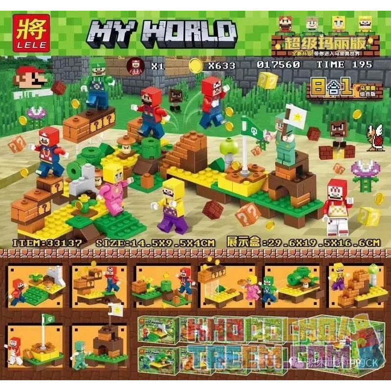 LELE 33137 non  PHIÊN BẢN KẾT HỢP CẢNH SUPER MARIO 8 bộ đồ chơi xếp lắp ráp ghép mô hình Minecraft Game Xây Dựng