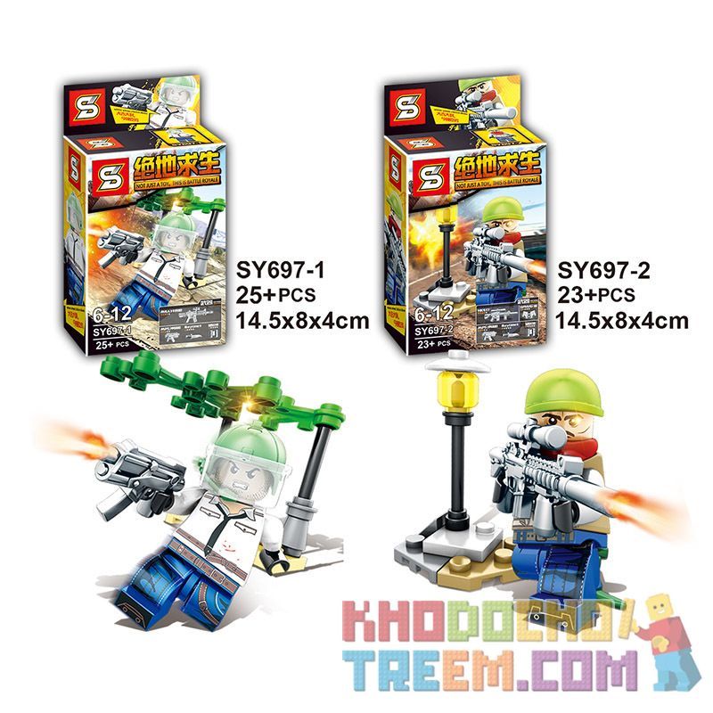 SHENG YUAN SY SY697 non  NHÂN VẬT NHỎ CỦA PLAYERUNKNOWN'S BATTLEGROUNDS 8 bộ đồ chơi xếp lắp ráp ghép mô hình Pubg Battlegrounds Bắn Súng 185 khối
