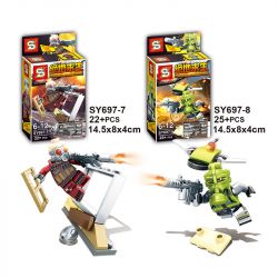 SHENG YUAN SY SY697 non  NHÂN VẬT NHỎ CỦA PLAYERUNKNOWN'S BATTLEGROUNDS 8 bộ đồ chơi xếp lắp ráp ghép mô hình Pubg Battlegrounds Bắn Súng 185 khối