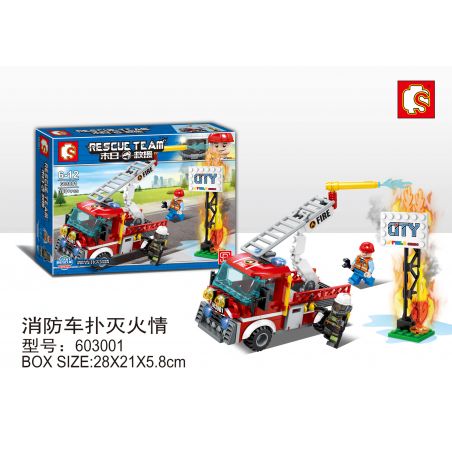 SEMBO 603001 non  XE CỨU HỎA DẬP LỬA bộ đồ chơi xếp lắp ráp ghép mô hình Rescue Team Đội Cứu Hộ 180 khối