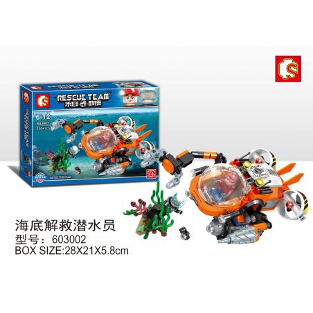 SEMBO 603002 non  THỢ LẶN CỨU HỘ DƯỚI BIỂN bộ đồ chơi xếp lắp ráp ghép mô hình Rescue Team Đội Cứu Hộ 234 khối