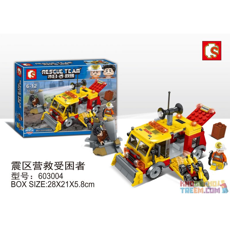 SEMBO 603004 non  GIẢI CỨU NHỮNG NGƯỜI BỊ MẮC KẸT TRONG VÙNG ĐỘNG ĐẤT bộ đồ chơi xếp lắp ráp ghép mô hình Rescue Team Đội Cứu Hộ 215 khối