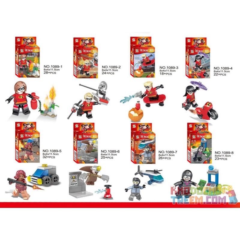 SHENG YUAN SY 1089 non  8 NHÂN VẬT NHỎ bộ đồ chơi xếp lắp ráp ghép mô hình The Incredibles 2 Gia Đình Siêu Nhân 198 khối