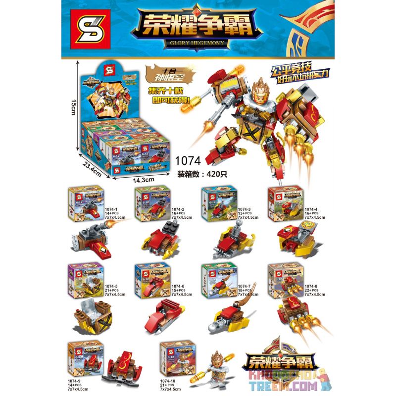 SEMBO 1074 non  MONKEY KING 10 KẾT HỢP bộ đồ chơi xếp lắp ráp ghép mô hình King Of Glory Hegemony Game Liên Quân 160 khối