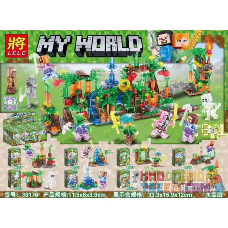 LELE 33176 non  MINIFIGURE CẢNH 8 KẾT HỢP bộ đồ chơi xếp lắp ráp ghép mô hình Minecraft MY WORLD Game Xây Dựng