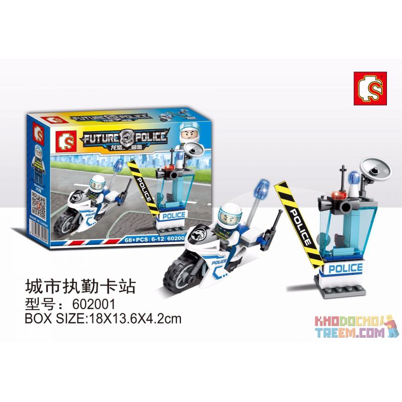 SHENG YUAN SY 602001 non  TRẠM THẺ THÀNH PHỐ bộ đồ chơi xếp lắp ráp ghép mô hình Future Police Cảnh Sát Tương Lai 68 khối