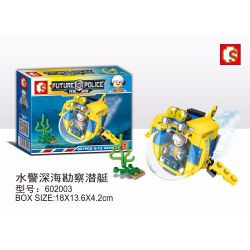 SHENG YUAN SY 602003 non  TÀU NGẦM KHẢO SÁT BIỂN SÂU CỦA CẢNH bộ đồ chơi xếp lắp ráp ghép mô hình Future Police Cảnh Sát Tương Lai 82 khối