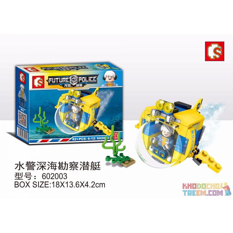 SHENG YUAN SY 602003 non  TÀU NGẦM KHẢO SÁT BIỂN SÂU CỦA CẢNH bộ đồ chơi xếp lắp ráp ghép mô hình Future Police Cảnh Sát Tương Lai 82 khối