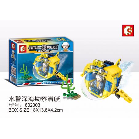 SHENG YUAN SY 602003 non  TÀU NGẦM KHẢO SÁT BIỂN SÂU CỦA CẢNH bộ đồ chơi xếp lắp ráp ghép mô hình Future Police Cảnh Sát Tương Lai 82 khối