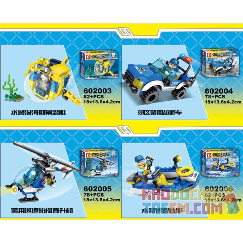 SHENG YUAN SY 602005 non  CẢNH SÁT TUẦN TRA BẮN TRỰC THĂNG bộ đồ chơi xếp lắp ráp ghép mô hình Future Police Cảnh Sát Tương Lai 78 khối