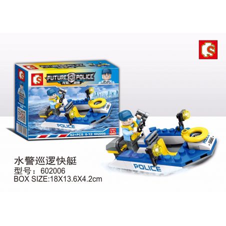 SHENG YUAN SY 602006 non  THUYỀN CAO TỐC TUẦN TRA CẢNH SÁT BIỂN bộ đồ chơi xếp lắp ráp ghép mô hình Future Police Cảnh Sát Tương Lai 62 khối