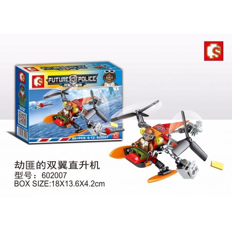 SHENG YUAN SY 602007 non  MÁY BAY TRỰC THĂNG HAI TẦNG CÁNH CỦA ROBBER bộ đồ chơi xếp lắp ráp ghép mô hình Future Police Cảnh Sát Tương Lai 86 khối