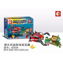 SHENG YUAN SY 602008 non  THỢ LẶN ĐÁNH CẮP KHO BÁU DƯỚI BIỂN bộ đồ chơi xếp lắp ráp ghép mô hình Future Police Cảnh Sát Tương Lai 83 khối