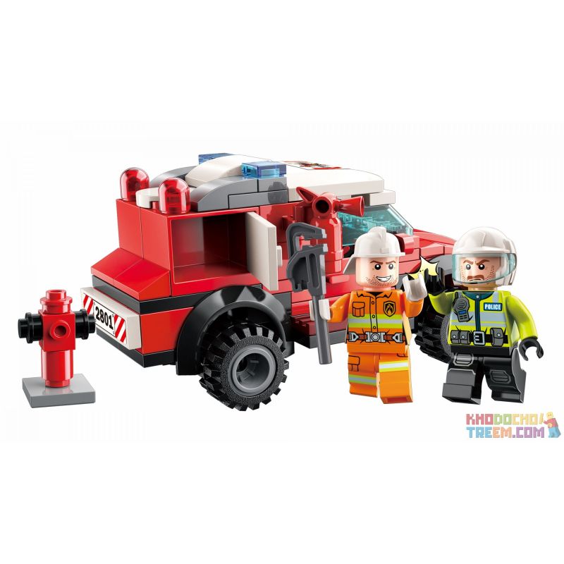 Enlighten 2801 Qman 2801 non  XE CỨU HỎA bộ đồ chơi xếp lắp ráp ghép mô hình Fire Rescure FIRERESCUE 105 khối