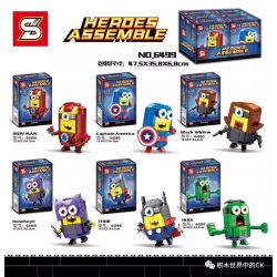 SHENG YUAN SY 6499F 6499A 6499B 6499C 6499D 6499E non  PHIÊN BẢN MINIONS CỦA CÁC MÔ HÌNH AVENGERS 6 bộ đồ chơi xếp lắp ráp ghép mô hình Super Heroes HEROES ASSEMBLE Siêu Nhân Anh Hùng