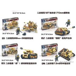 Kazi KY82031-01 82031-01 KY82031-02 82031-02 KY82031-03 82031-03 KY82031-04 82031-04 non  TRAILER 18T CỦA ĐỨC TRONG THẾ CHIẾN THỨ II & SỰ KẾT HỢP LỰU PHÁO 170MM 4IN1 bộ đồ chơi xếp lắp ráp ghép mô hình Eagle Corps Đội Đặc Nhiệm Đại Bàng